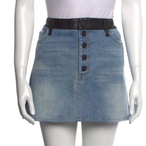 Alice + Olivia Leather and Denim Mini  Skirt Size Small
